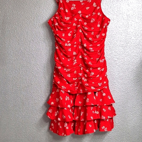 NWT Bardot Junior Red Lia Floral Ruched Dress  Size 16(XL) - Picture 4 of 8